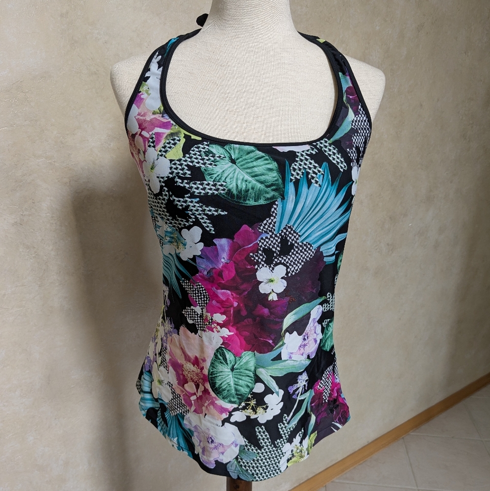 Hapari Black Floral Tankini Top